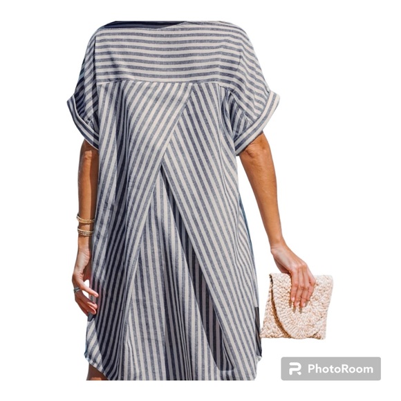 Cupshe Women Striped Mini Beach Summer Shirt Dress, only tried on. - Picture 2 of 10